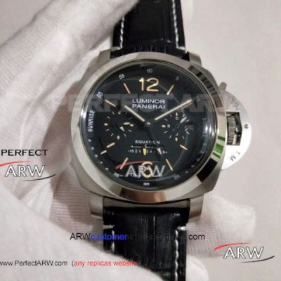 Perfect Replica Panerai Luminor Turbillon Equation Of Time 50MM Watch - PAM36500 316L Steel Case Black Face Black Leather Strap